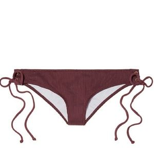 Like New VS Pink Bikini Bottom Ribbed Lace-Up
